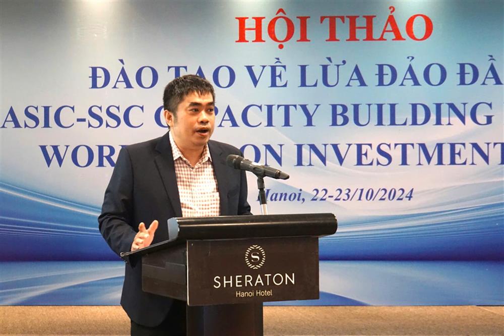 Ông Vũ Hải Sơn, Phó Chánh thanh tra UBCKNN phát biểu tại Hội thảo.